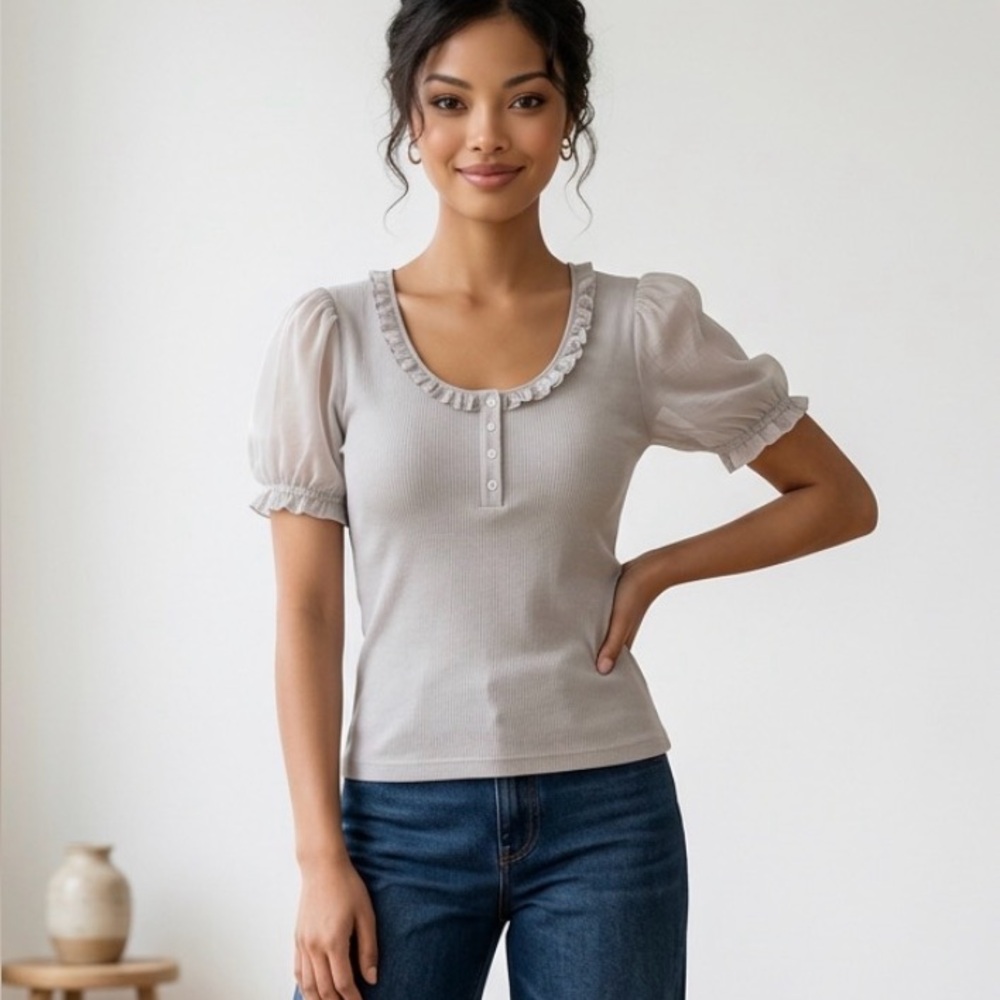 Nanette Lepore White Ruffle Blouse - Picture 3 of 5